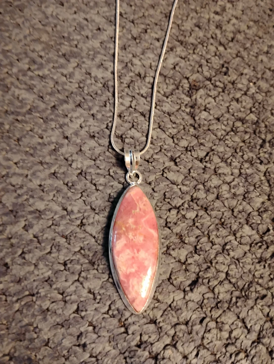 Sterling Silver Necklace with Pink Pendant - photo 2