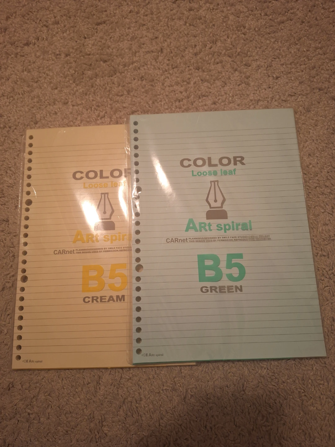 Art spiral B5 Loose Leaf Paper - Cream & Green