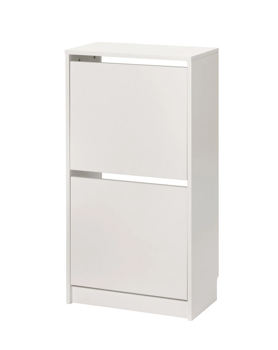 IKEA BISSA White Shoe Cabinet with 2 Flip Drawers