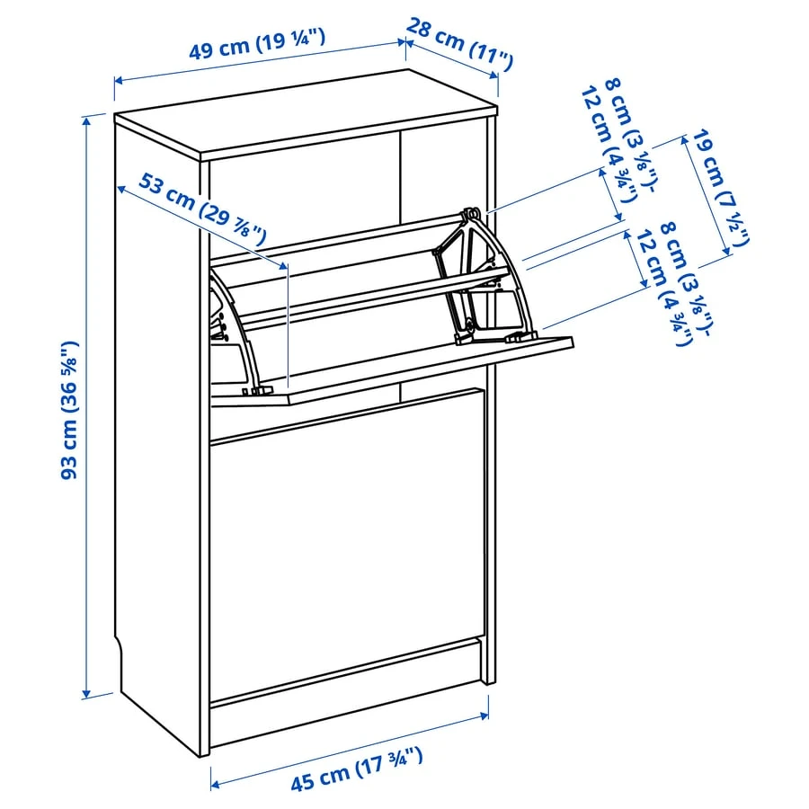 IKEA BISSA White Shoe Cabinet with 2 Flip Drawers - photo 2