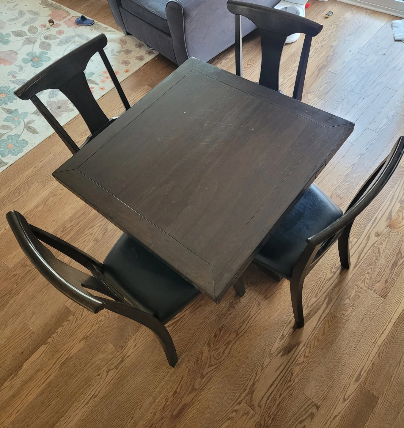 Dark Wood Dining Table and Chairs Set - photo 2