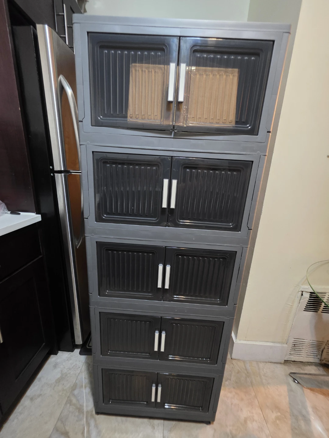 Gray 5-Tier Plastic Storage Cabinet
