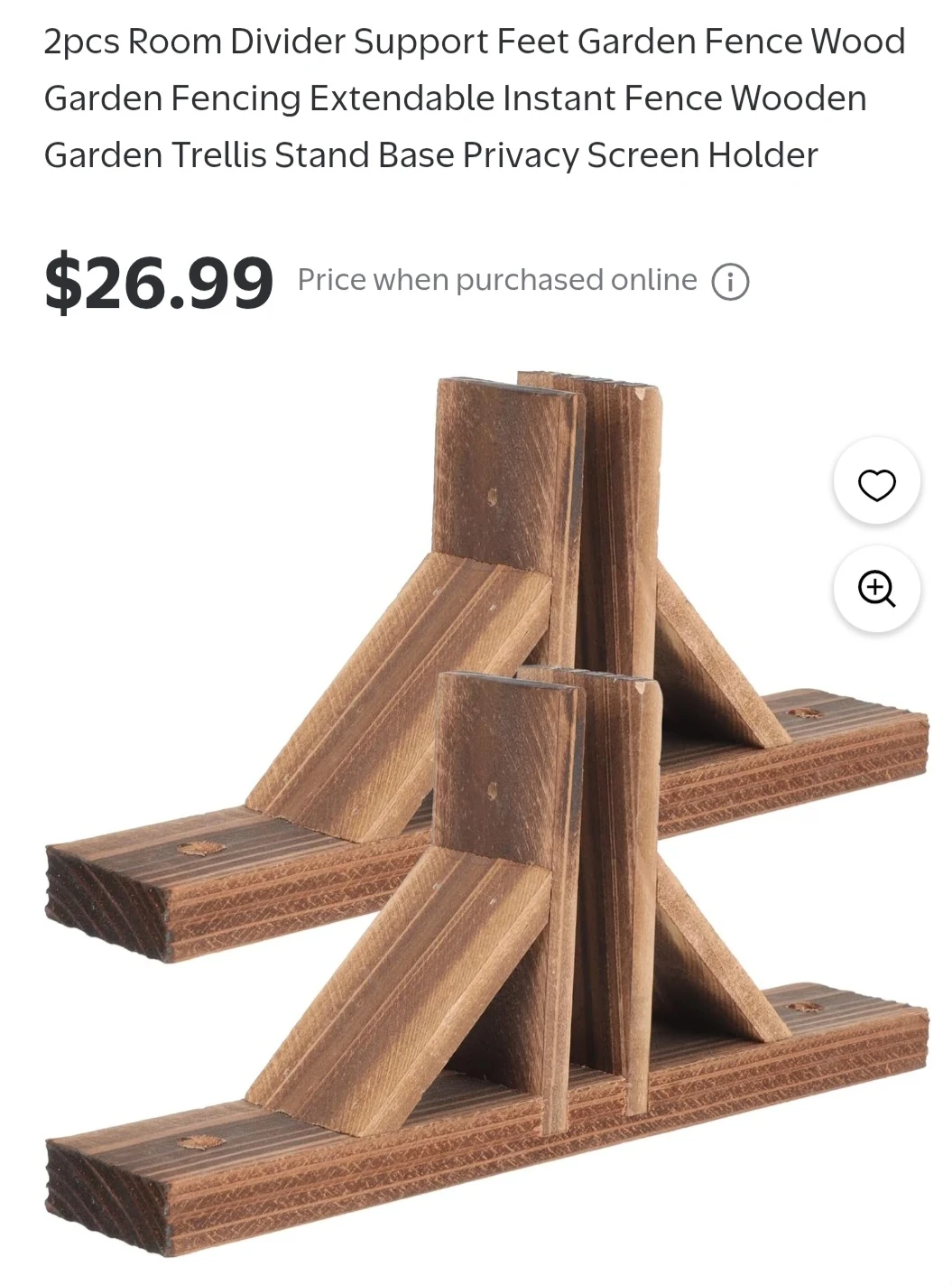 Folding Room Divider Stand, 2pcs Wood