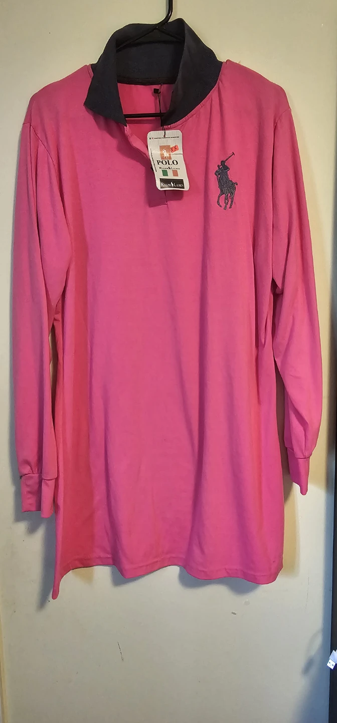 Pink Ralph Lauren Long Sleeve Polo Shirt