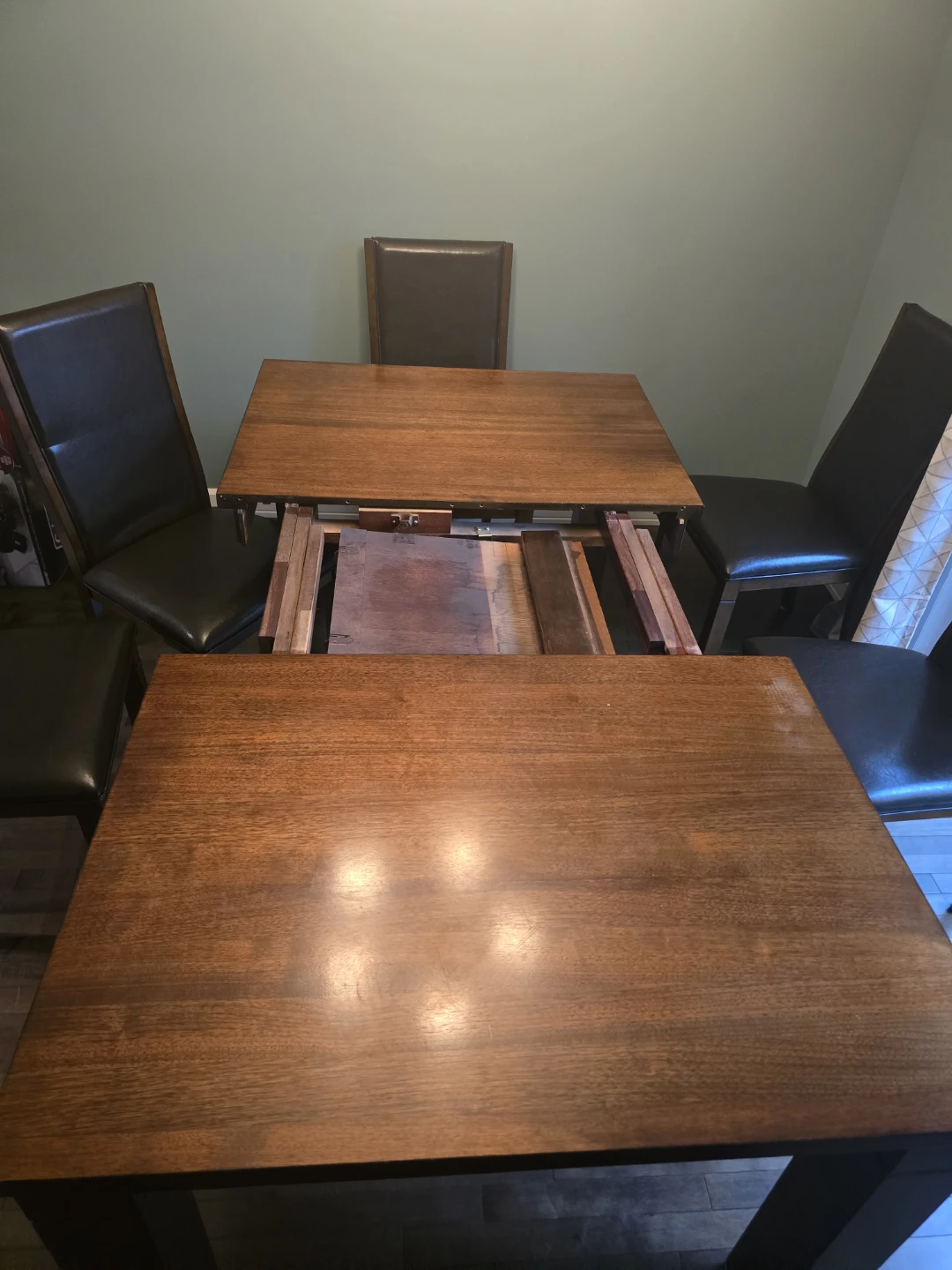 Wooden Dining Table with Leaf Extension and 6 chairs - photo 5
