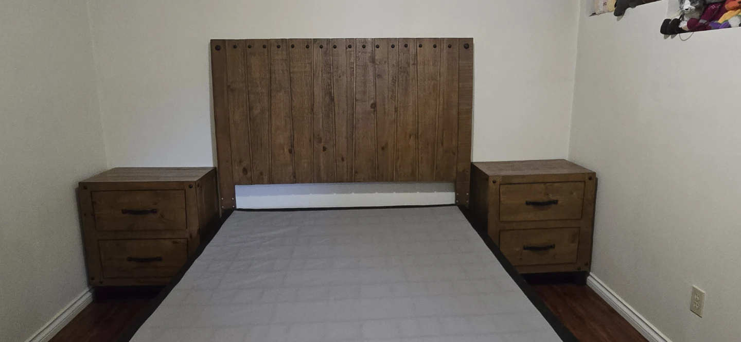 Rustic Wood Bedroom Set with Bed Frame and Two Nightstands - photo 5