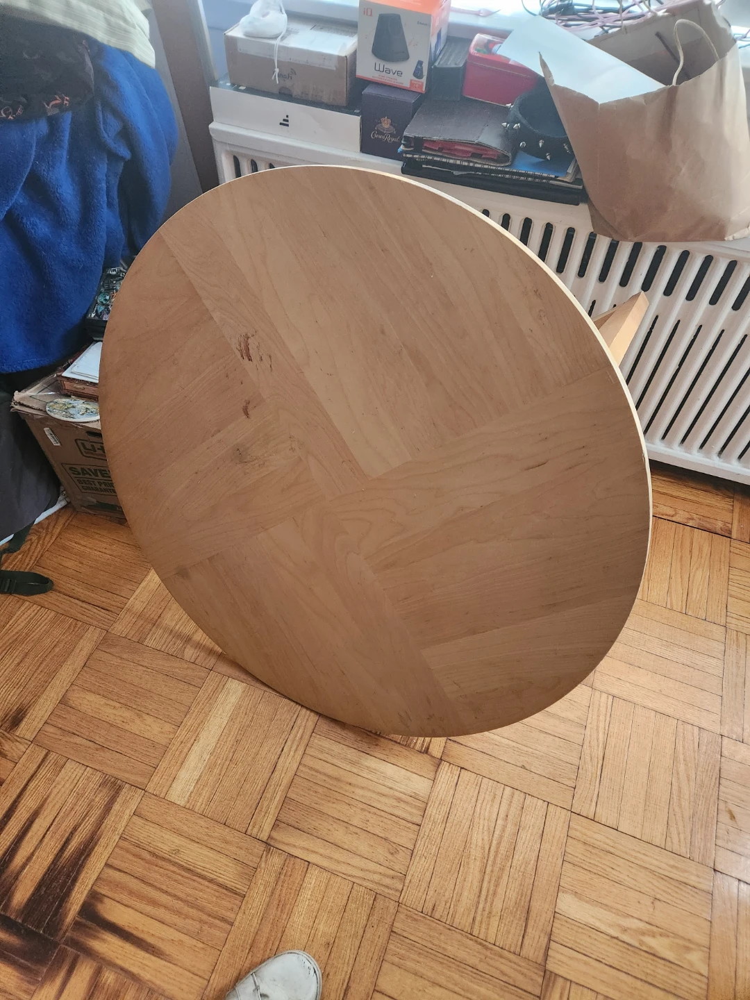 Light Wood Two-Tiered Round Side Table