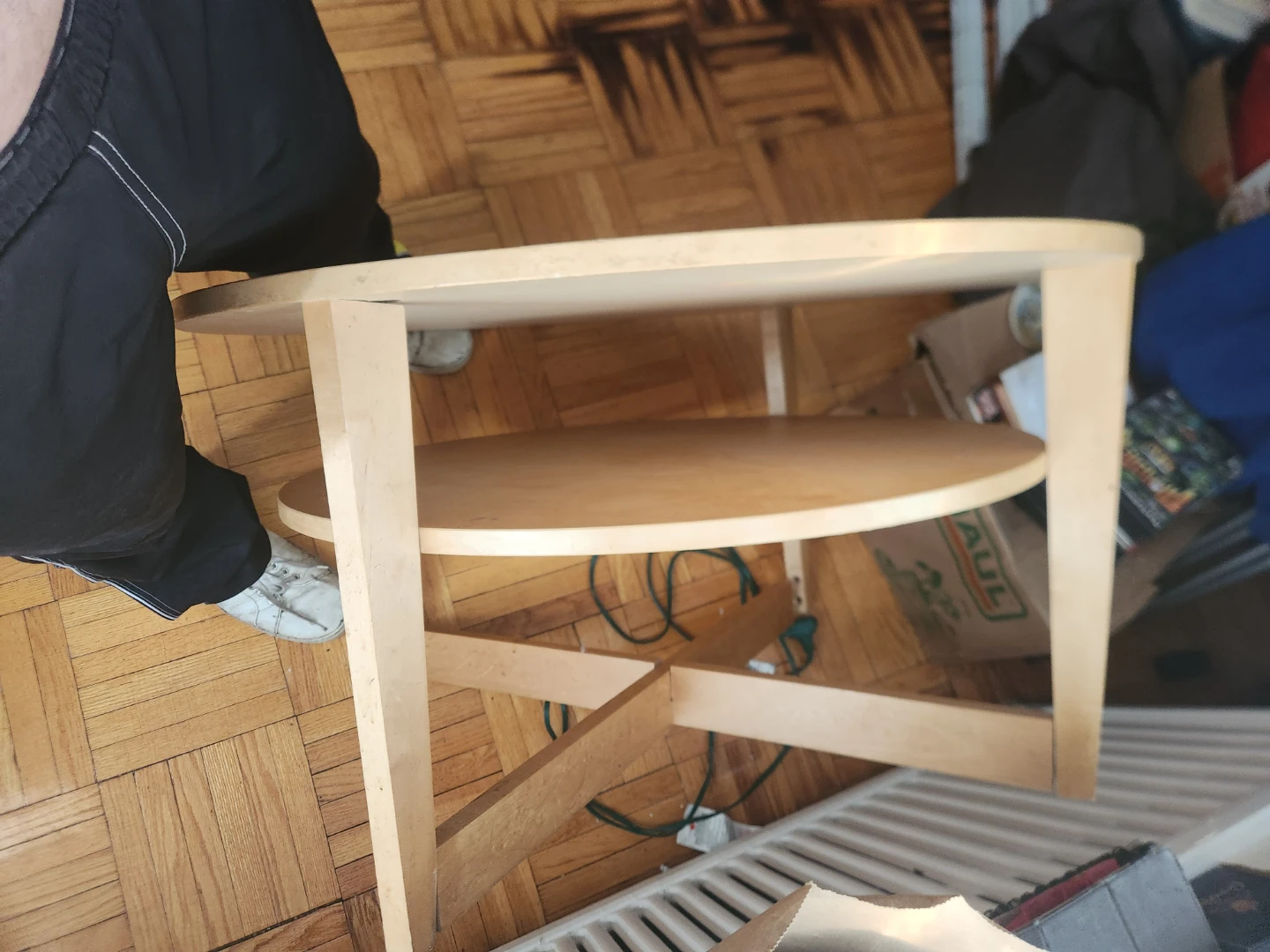 Light Wood Two-Tiered Round Side Table - photo 2