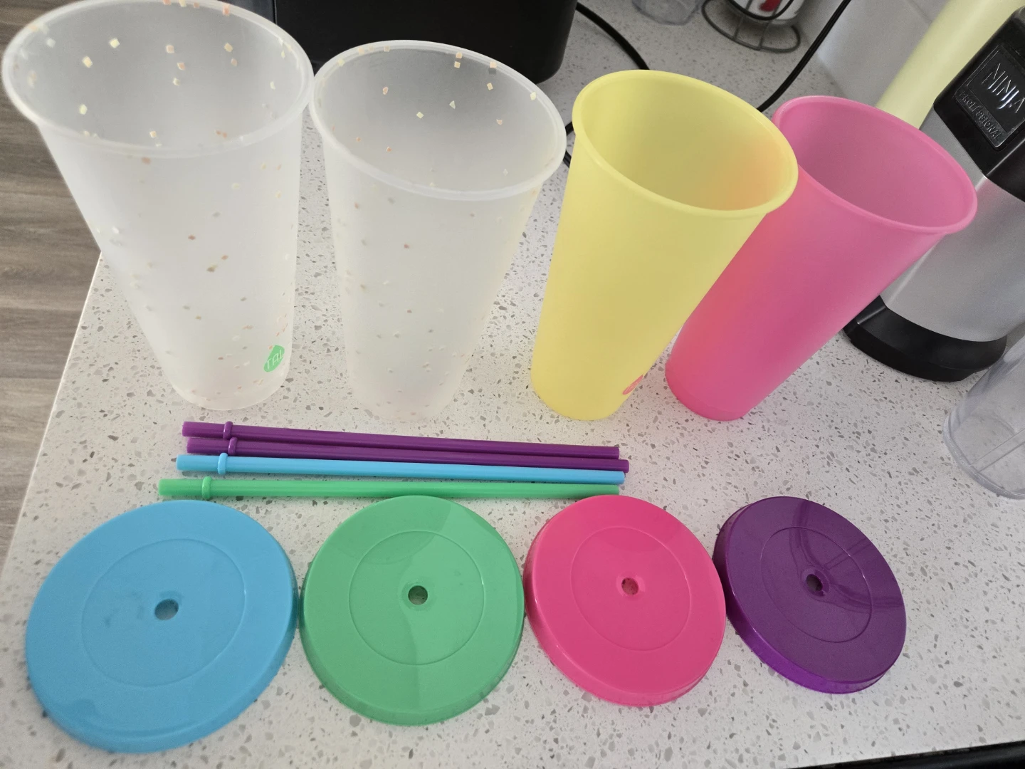 Reusable Tumblers with Straws and Lids