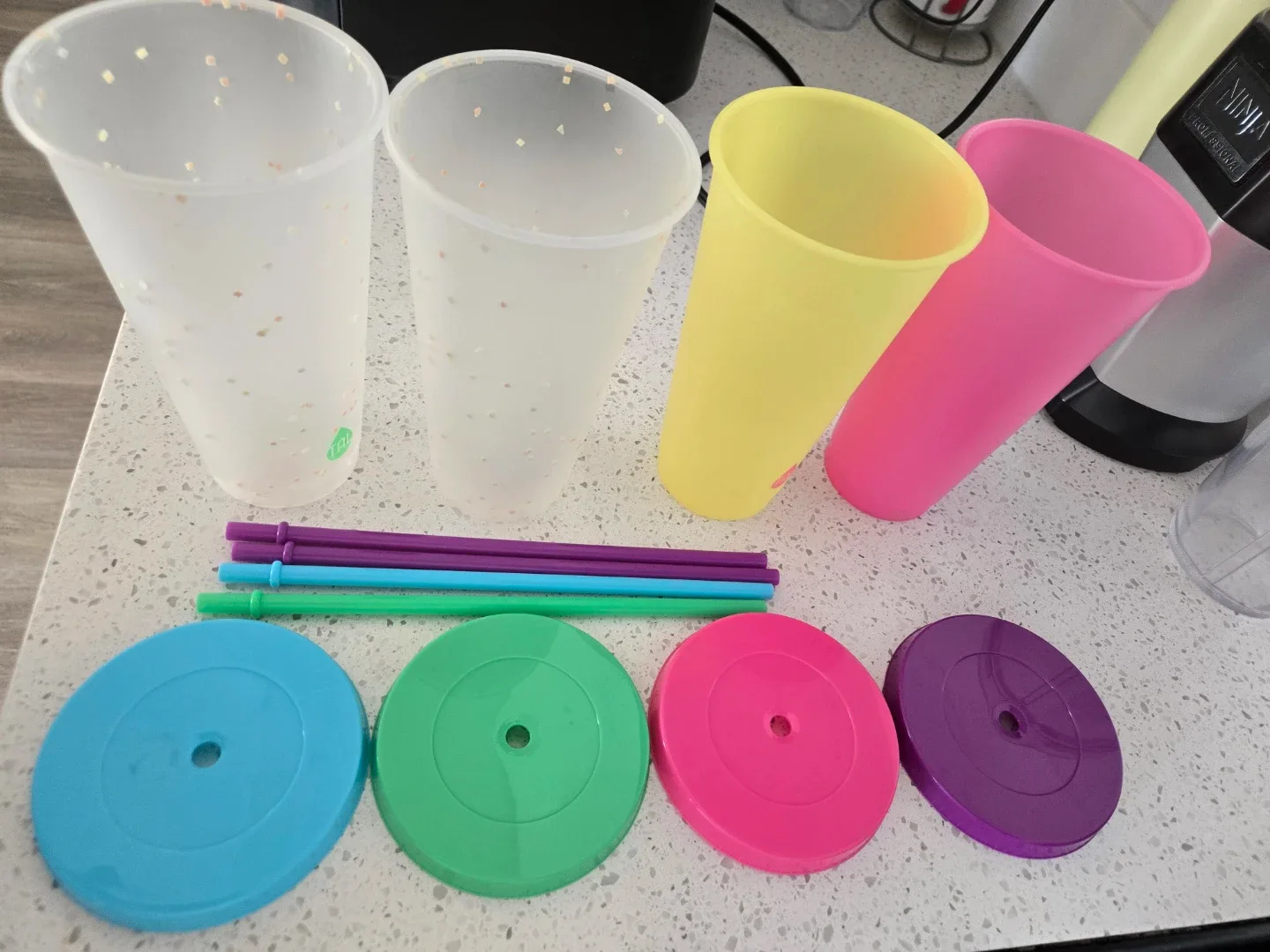 Reusable Tumblers with Straws and Lids
