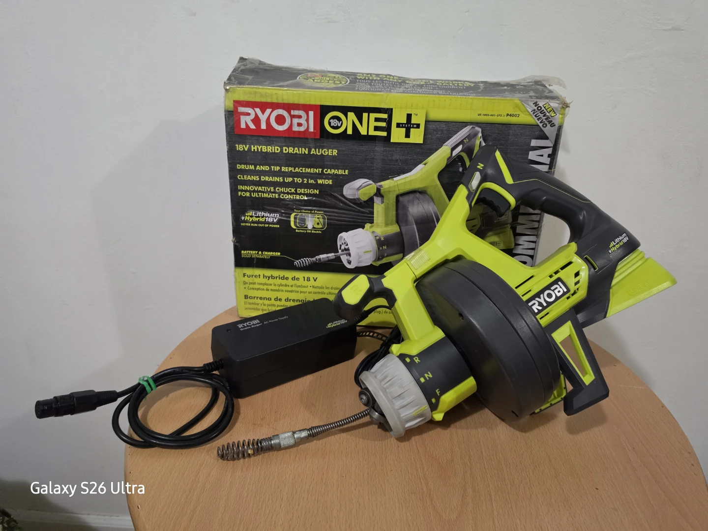 Ryobi ONE+ 18V Hybrid Drain Auger P4002 Dual Power - photo 2