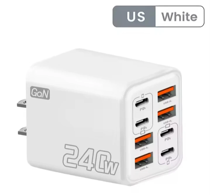 240W USB C Charger - 4 PD & 4 USB Ports