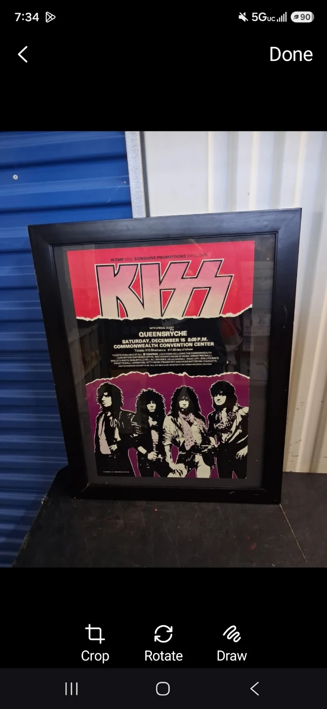 1984 Original Framed KISS & Queensryche Concert Poster 1984