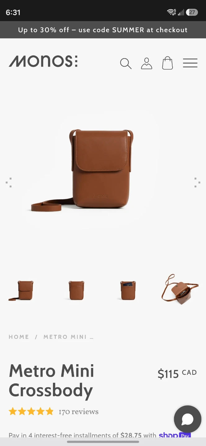 Monos Metro Mini Crossbody Bag - Brown - photo 5