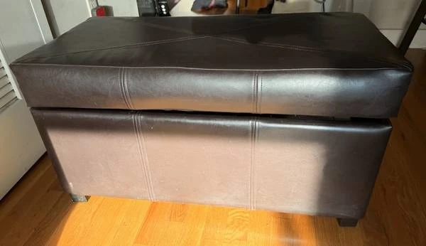 Brown Faux Leather Storage Ottoman Bench - photo 2