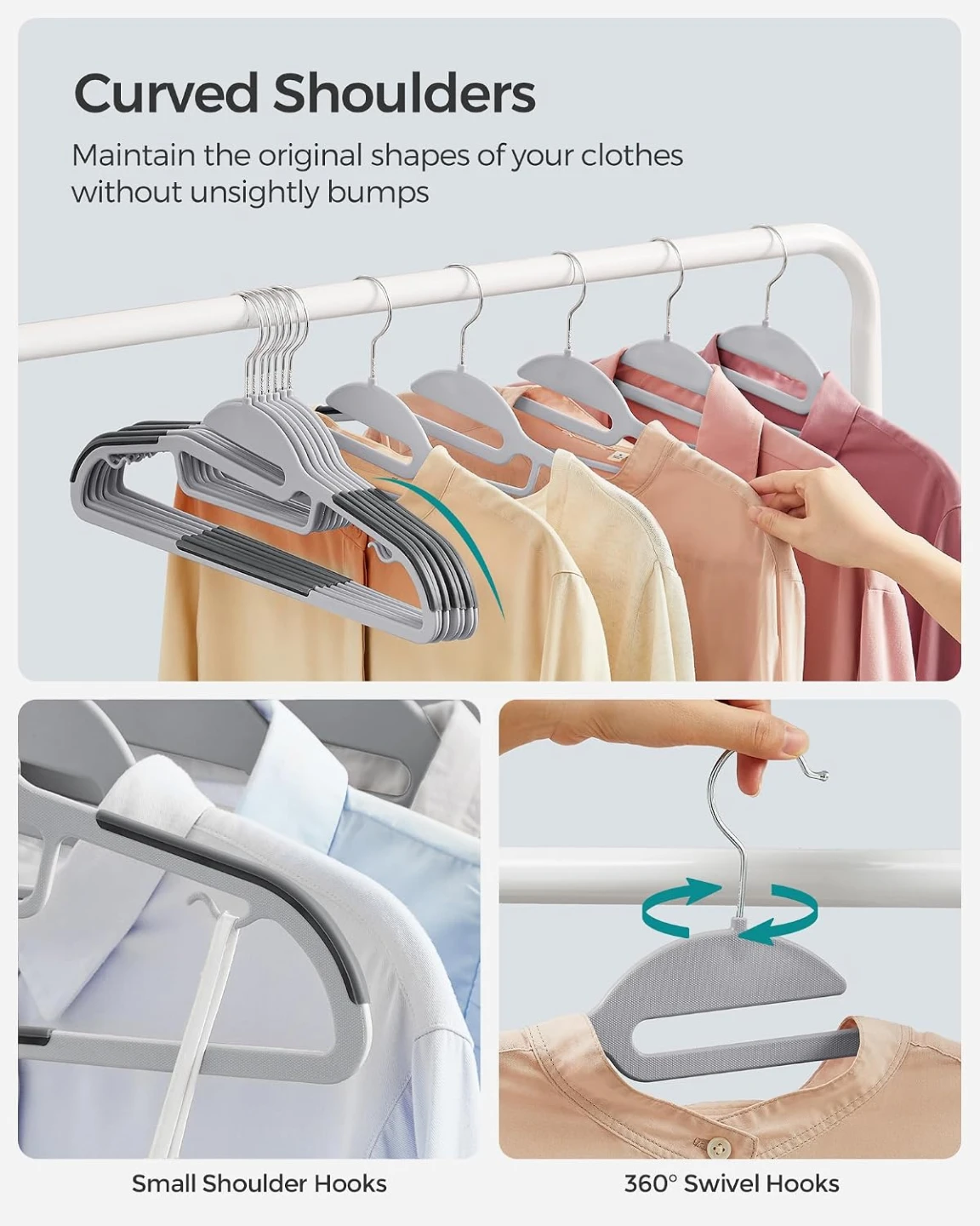 SONGMICS 50 Pack Coat Hangers, Heavy-Duty Plastic Suit Hangers - photo 2