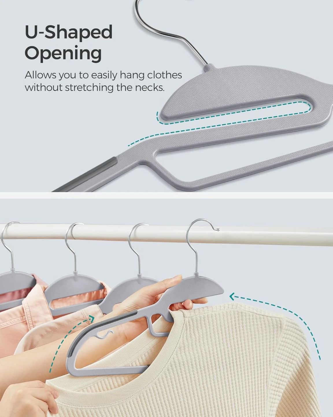 SONGMICS 50 Pack Coat Hangers, Heavy-Duty Plastic Suit Hangers - photo 5