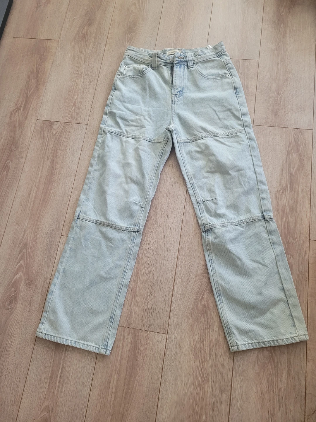 Light Wash Denim Jeans with Red Graphic