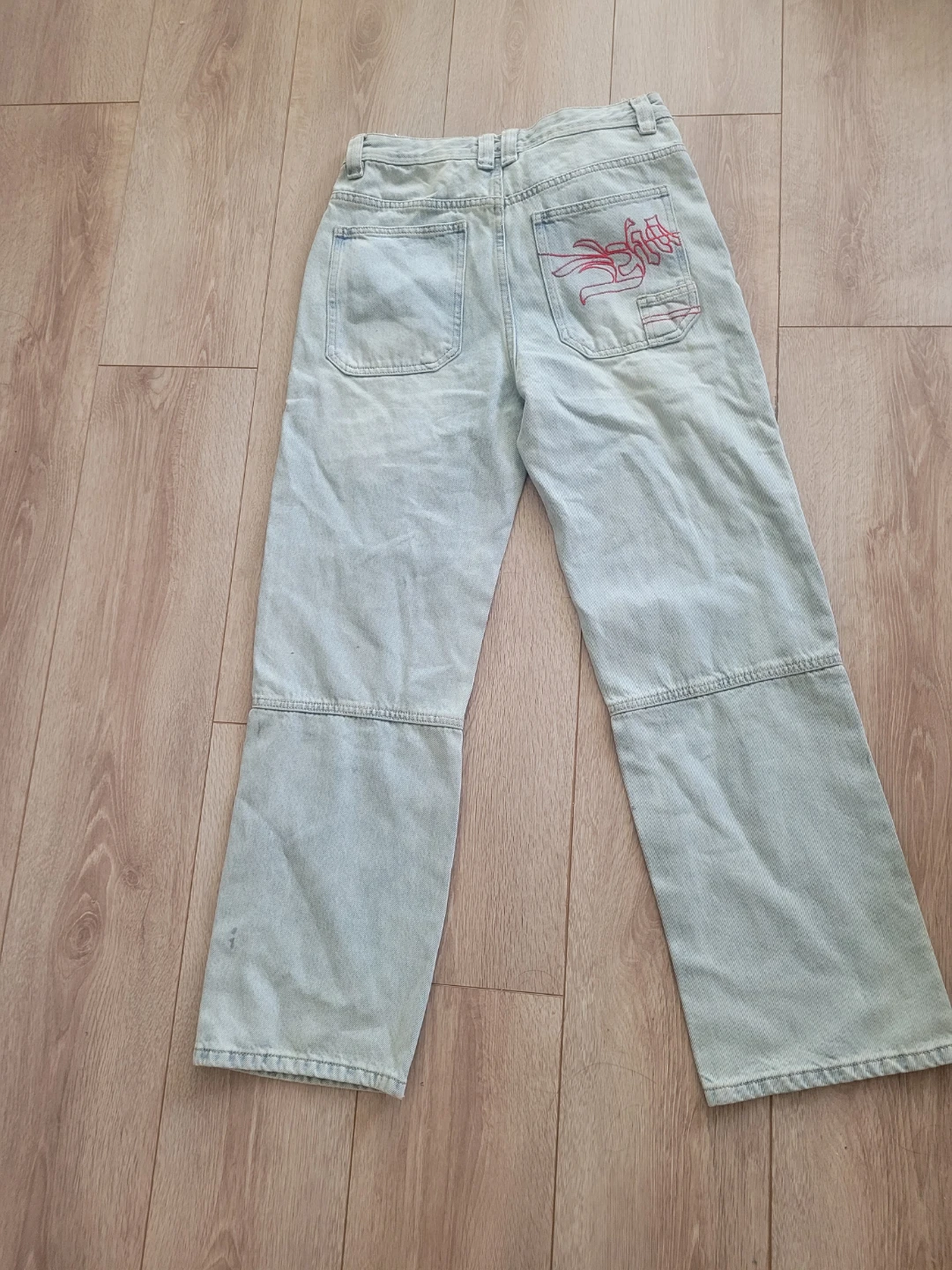 Light Wash Denim Jeans with Red Graphic - photo 2