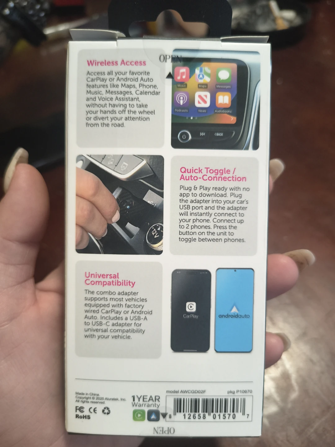 Combo Wireless Car Adapter for Apple CarPlay and Android Auto - photo 2