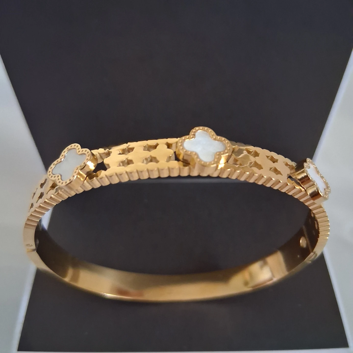 Gold Clover Bangle Bracelet