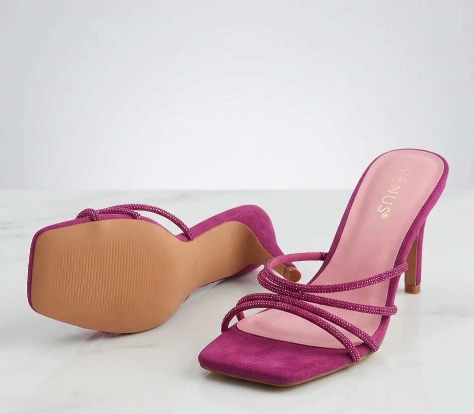 Venus Purple Suede Embellished Heeled Sandals