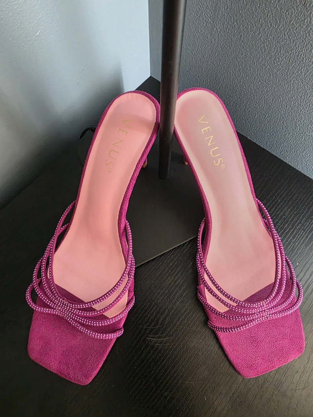 Venus Purple Suede Embellished Heeled Sandals - photo 3