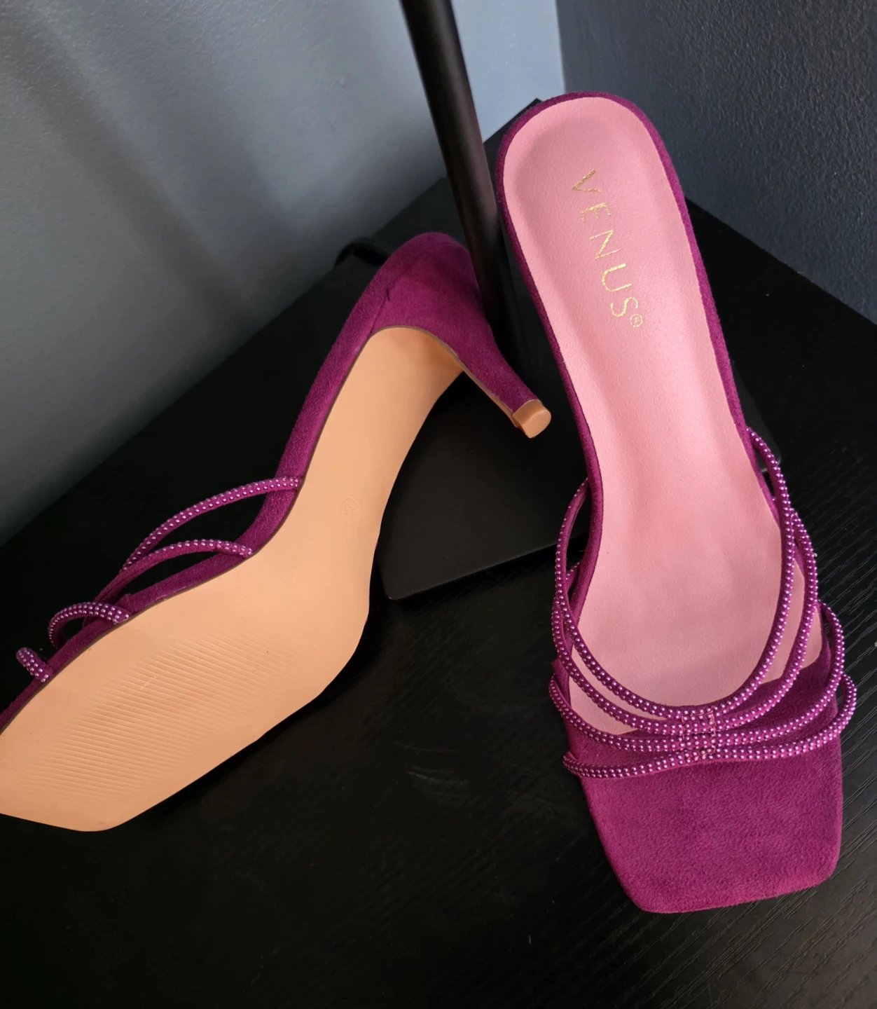Venus Purple Suede Embellished Heeled Sandals - photo 4