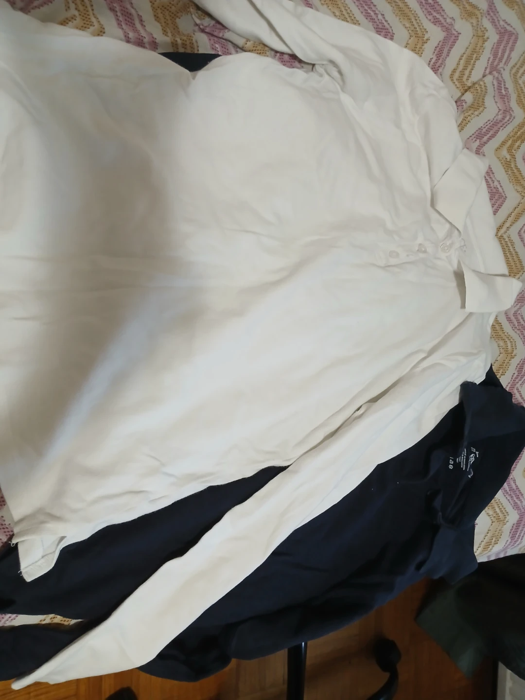 White and Navy Long Sleeve Shirts