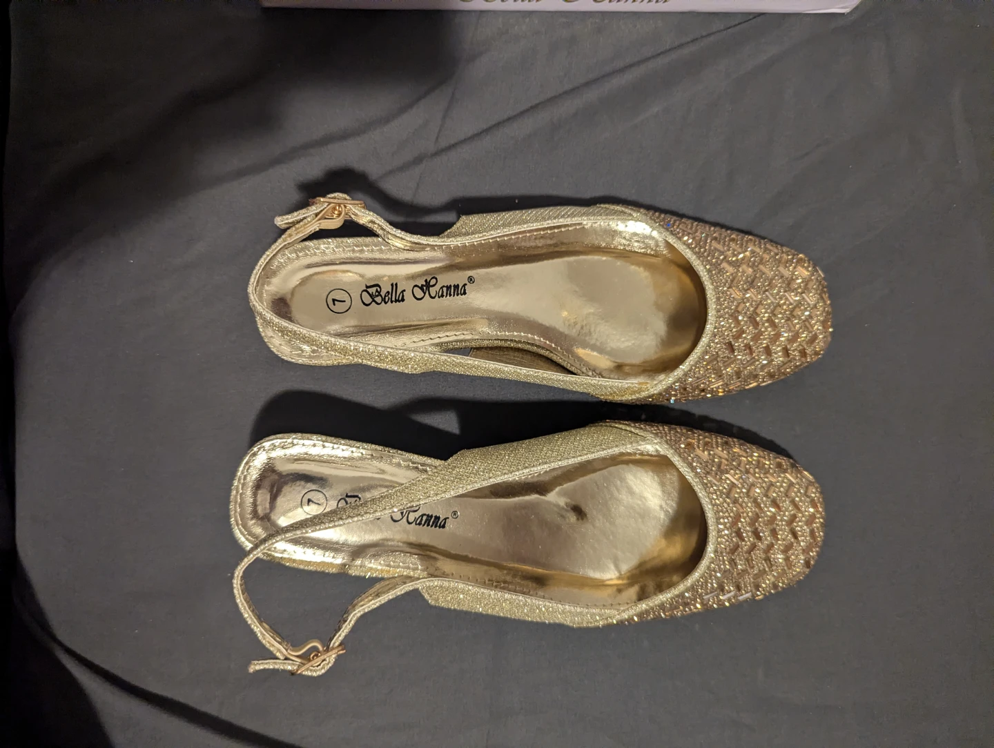 Bella Hanna Gold Embellished Slingback Flats Size 7W - photo 4