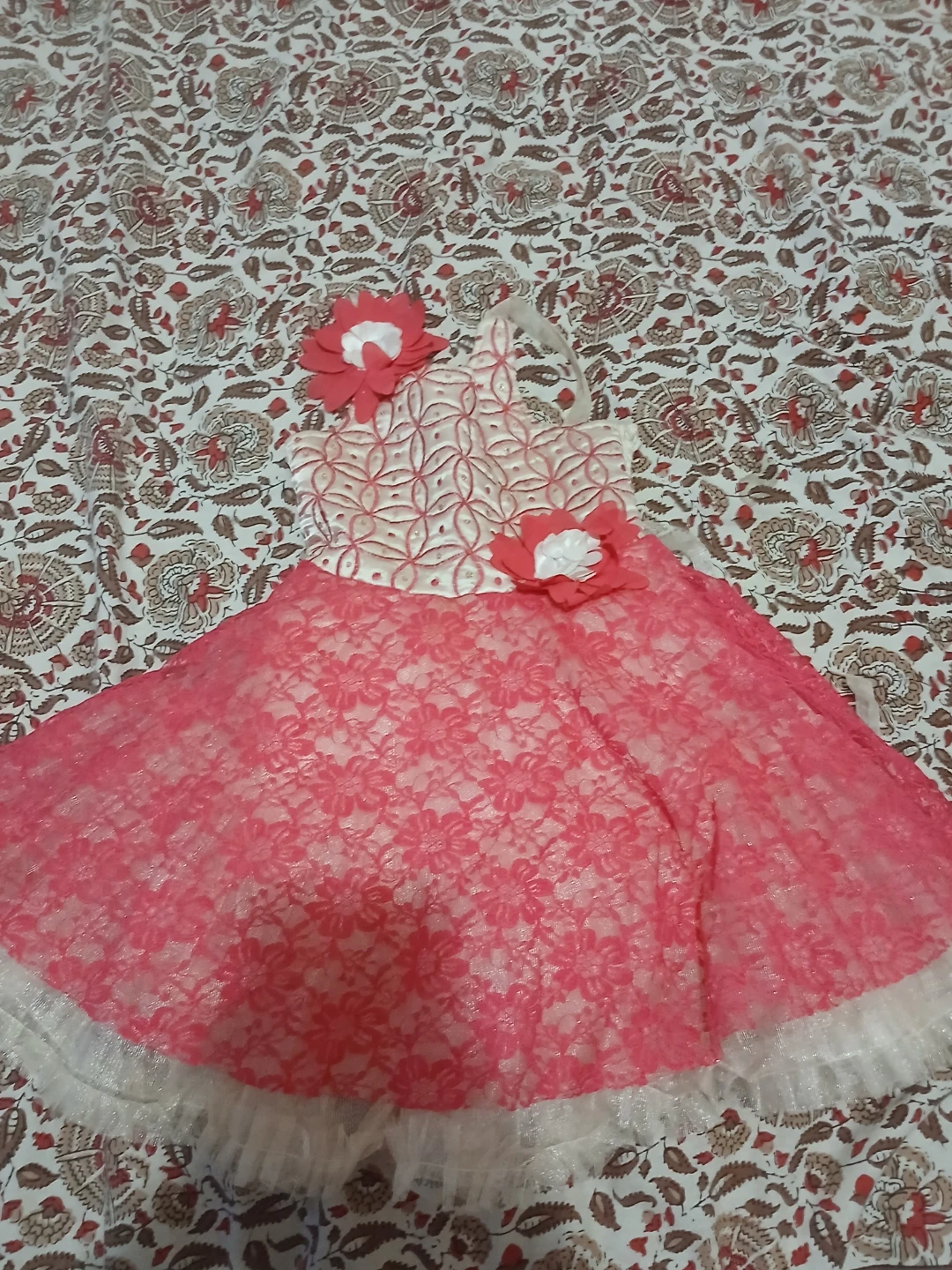 Pink Lace Dress with Flowers