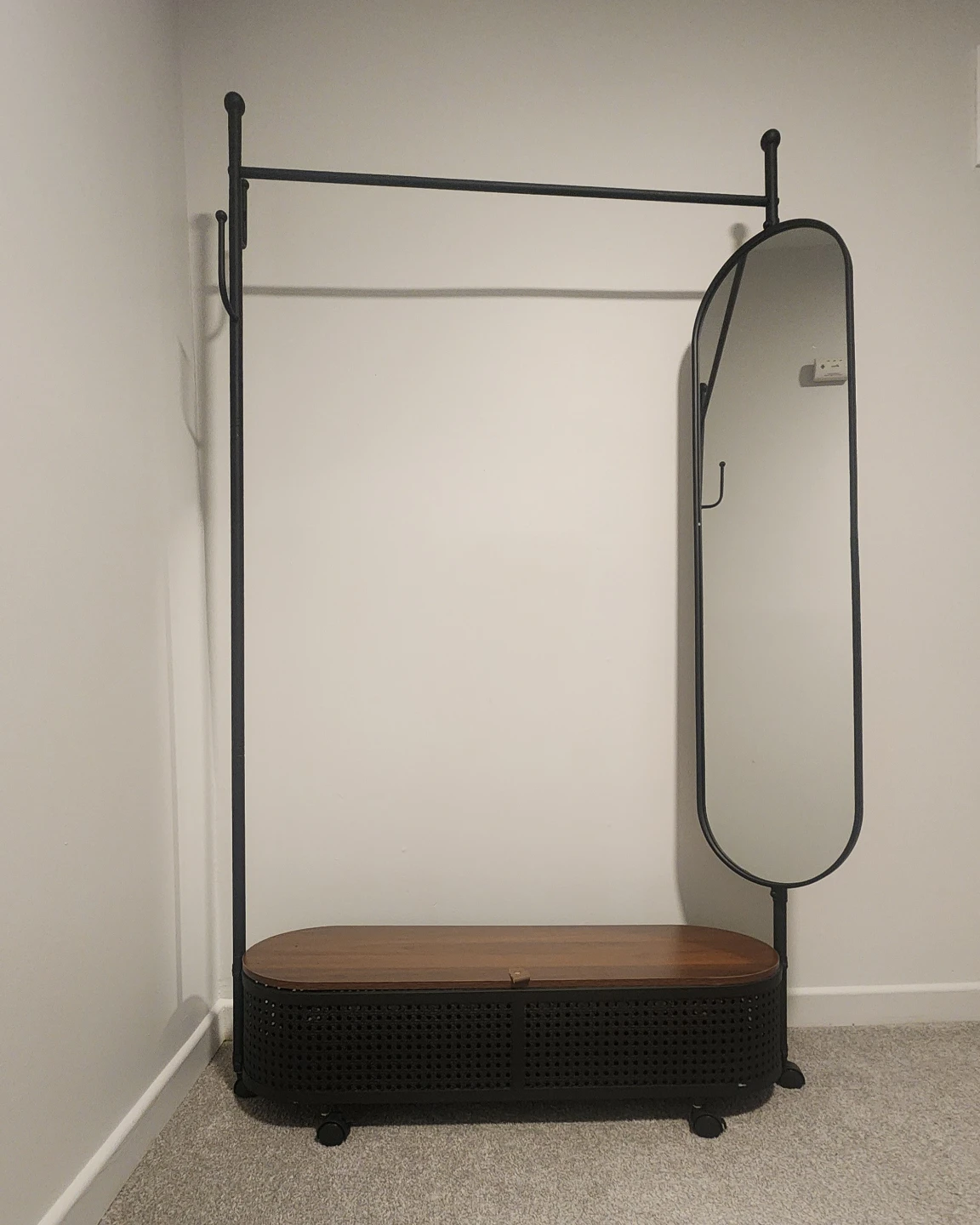 Hall Tree with Mirror and Storage Bench