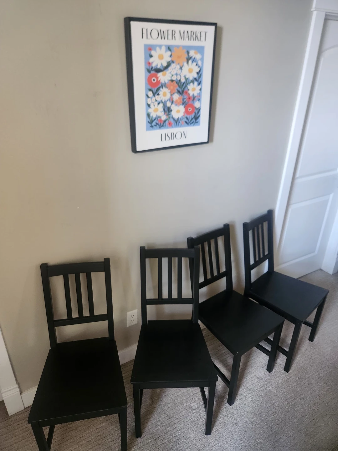 Set of 4 solid wood Black dining Chairs - photo 3