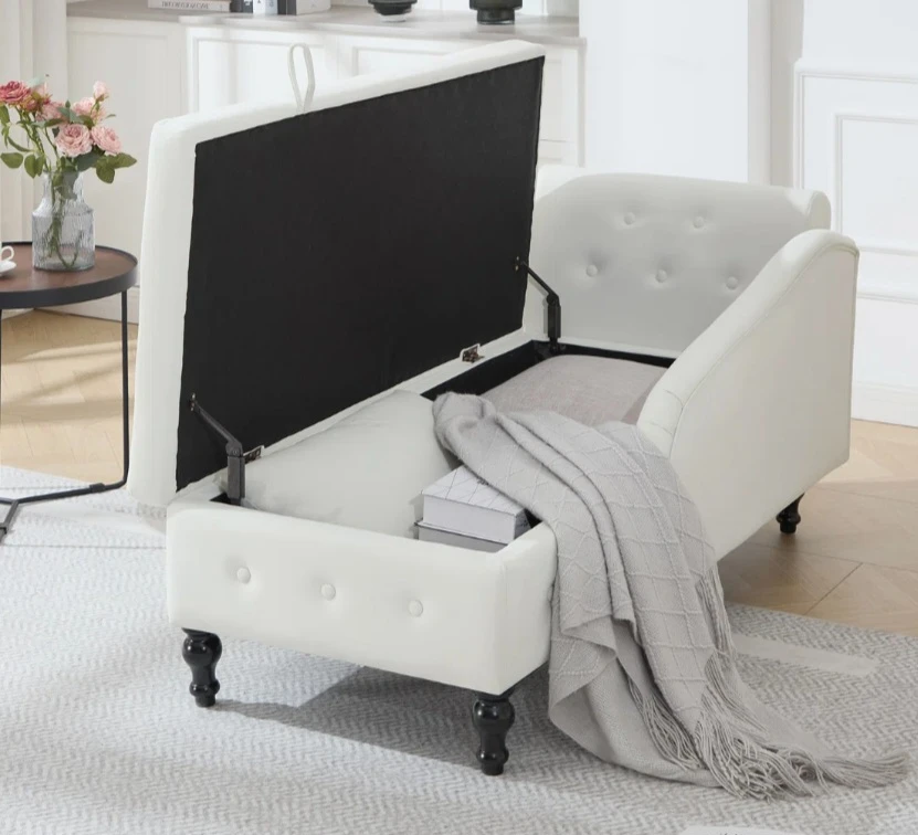 Beige Storage Chaise Lounge - photo 2