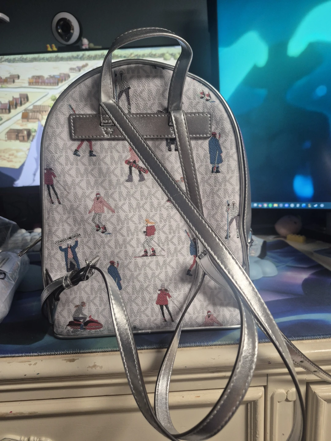Michael Kors Backpack - White MK Logo with Skiing Figures - photo 3