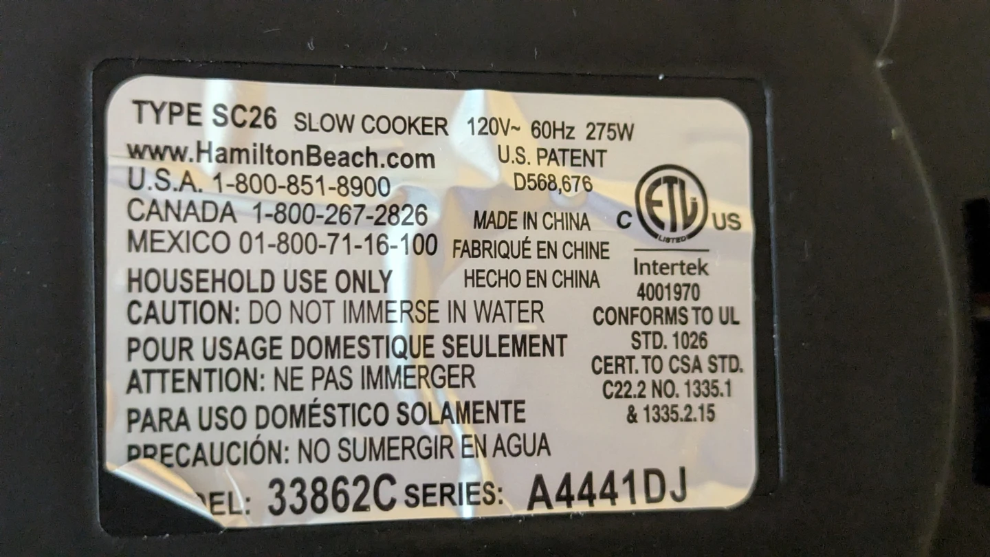 Hamilton Beach 6 Qt Slow Cooker 33862 Without Thermometer cord! - photo 4