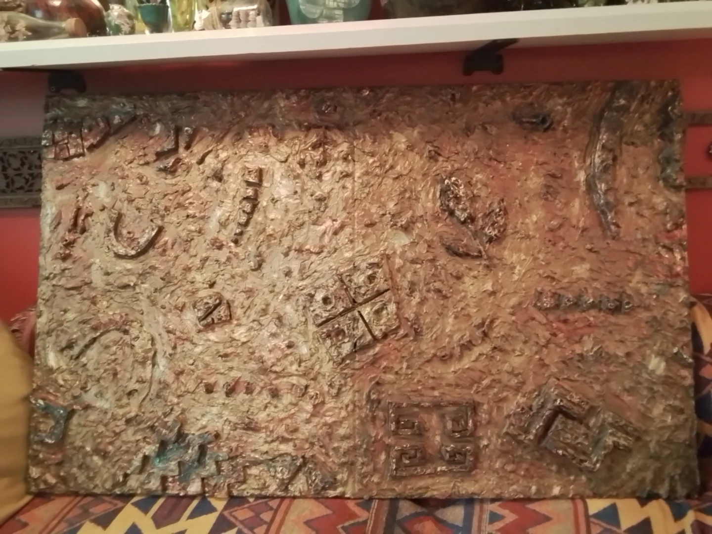 Rare Large Modernist Mixed Media Abstract Composition