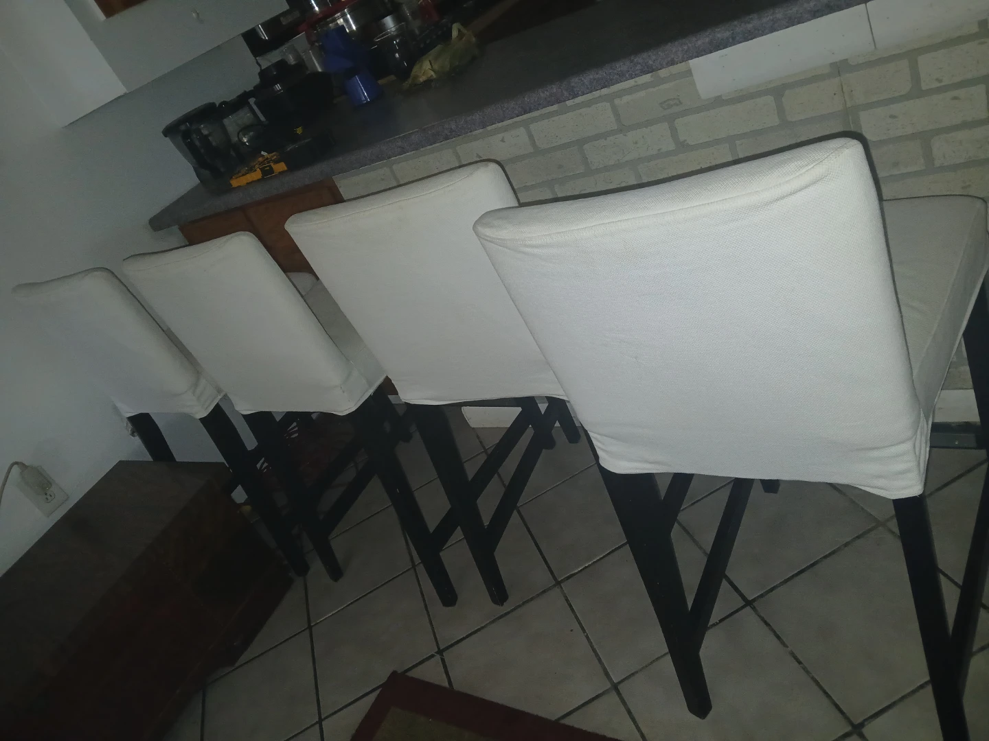 White Upholstered Bar Stools (Set of 4)