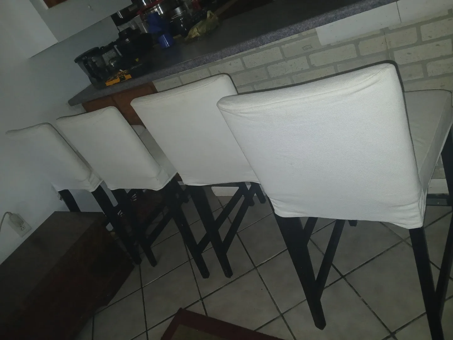 White Upholstered Bar Stools (Set of 4)