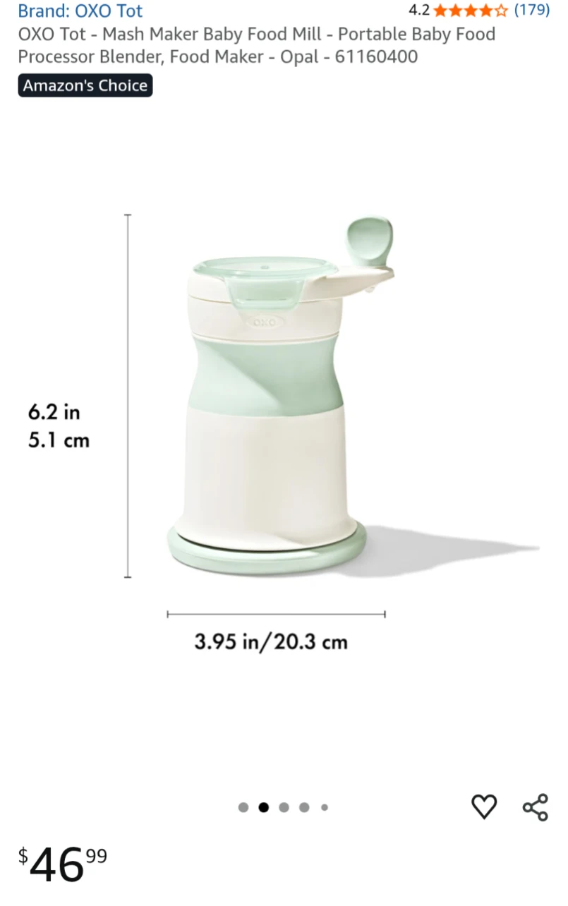 OXO Tot Portable Baby Food Mill / Masher – Teal & White - photo 3