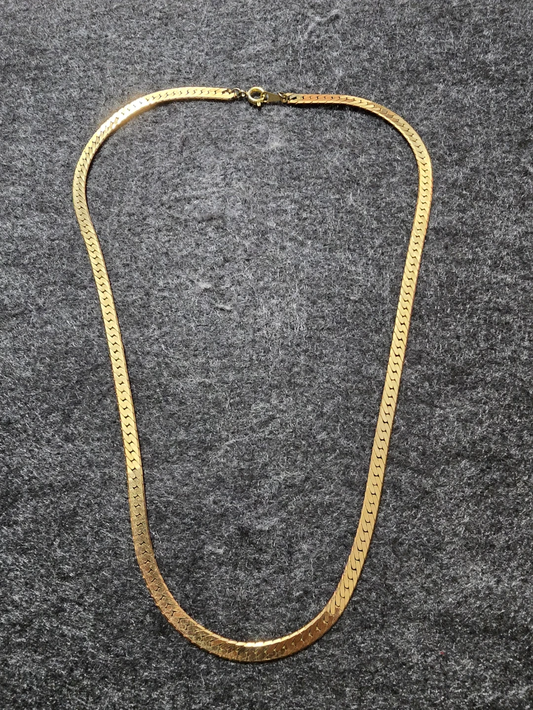 Gold Herringbone Chain Necklace 18 inch
