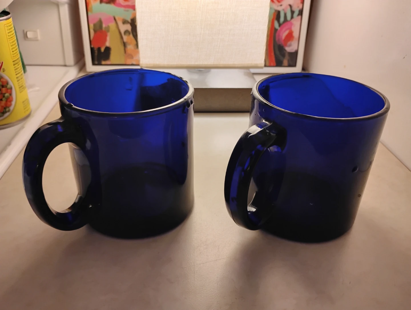 Set of 2 Cobalt Blue Glass Mugs