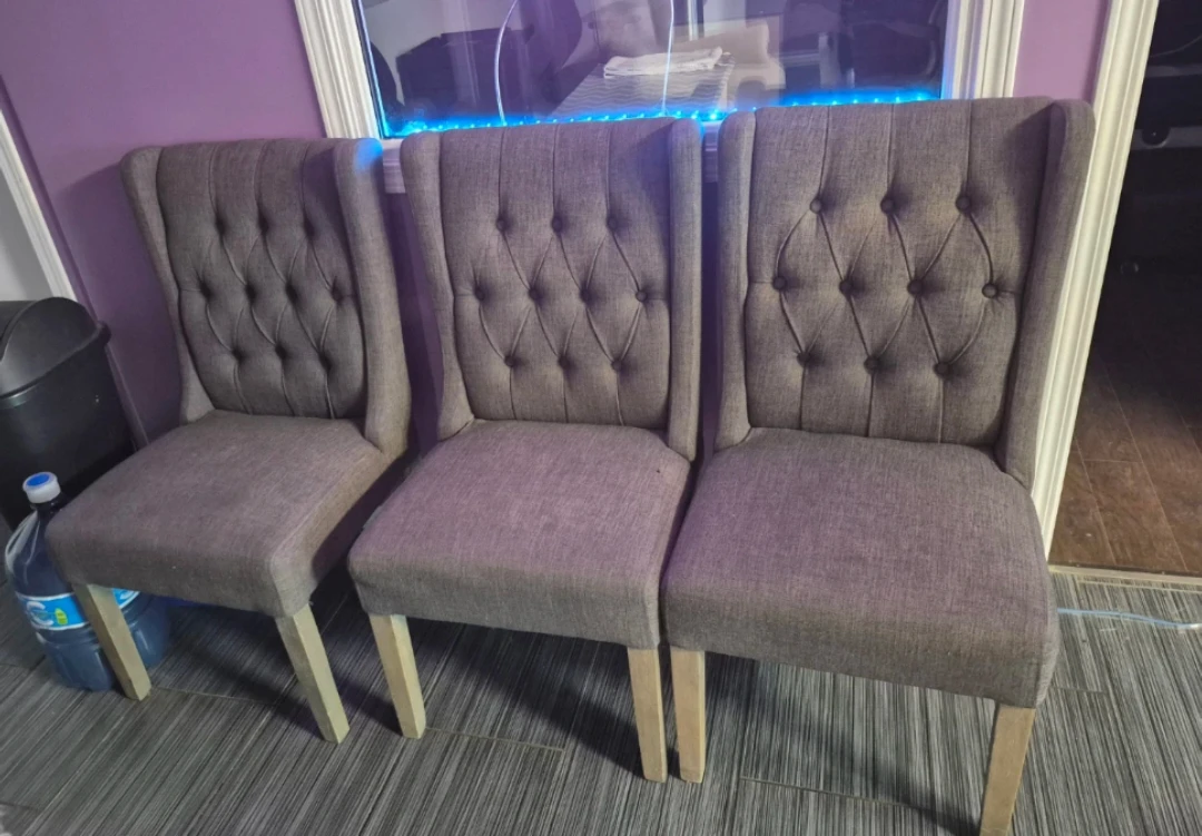 Set of 4 Grey Tufted Dining Chairs from the Brick