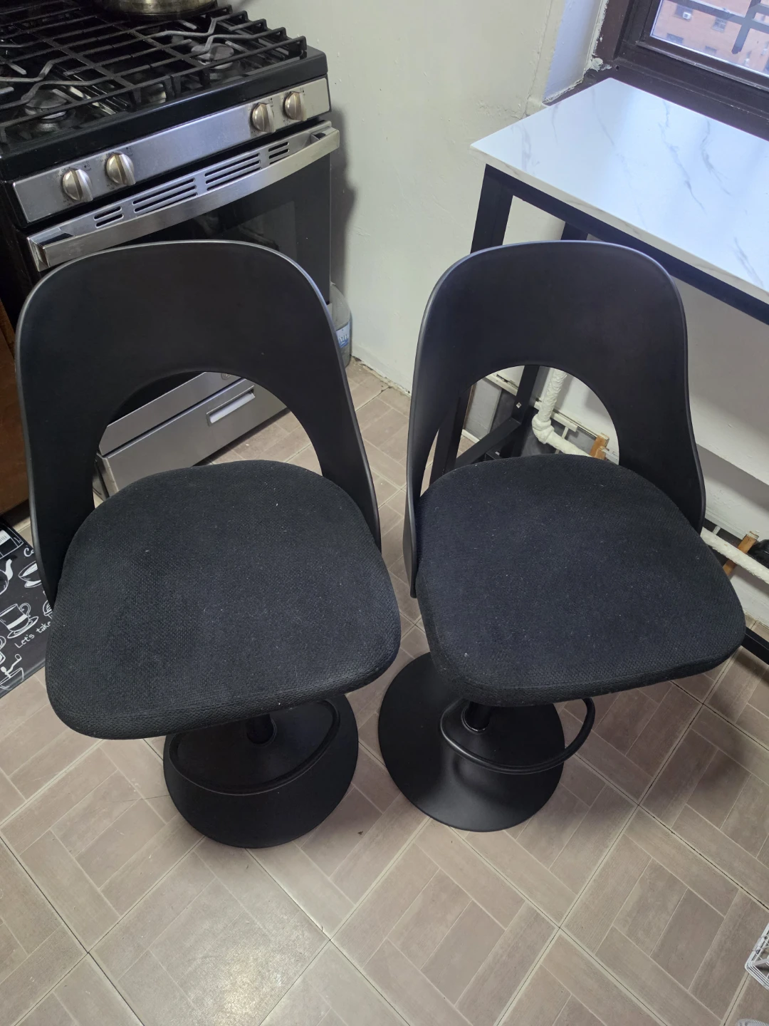 Black Swivel Bar Stools (Set of 2) - photo 2