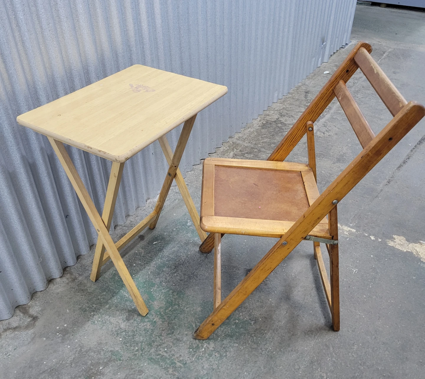 Vintage Folding Tray Table and Chair Set