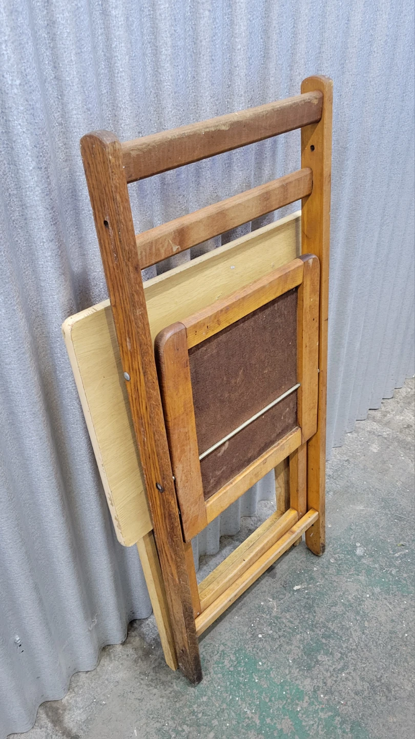 Vintage Folding Tray Table and Chair Set - photo 3