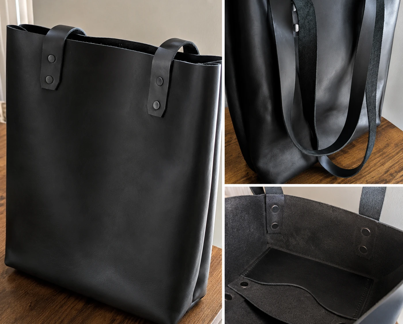Brand New Handmade Calf Leather Minimalist Tote Bag - photo 2