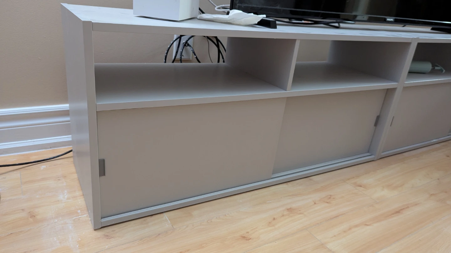 Ikea Light Grey TV Stand with Sliding Doors - photo 3