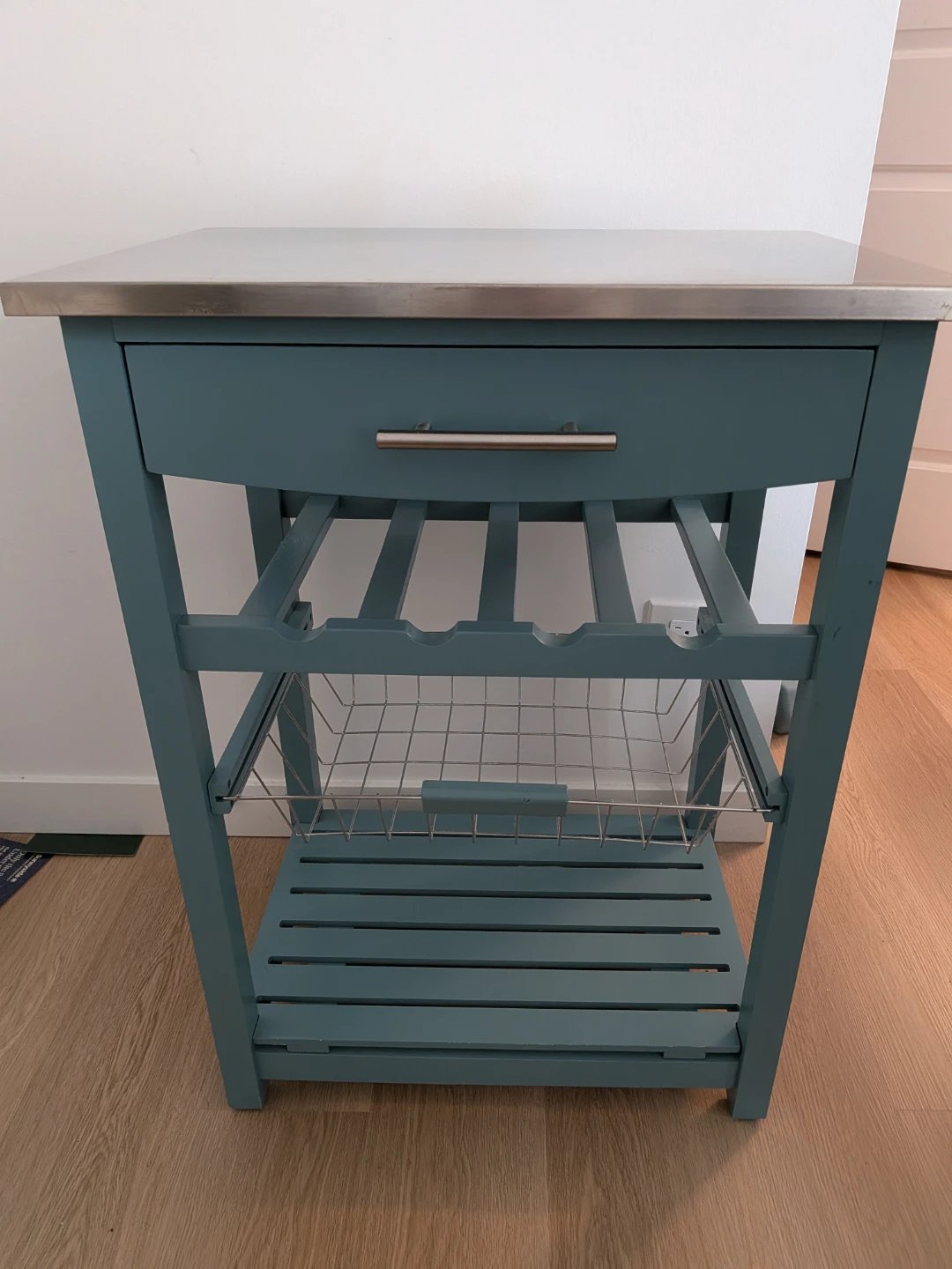 Blue Wooden Kitchen Cart with Drawer - photo 2