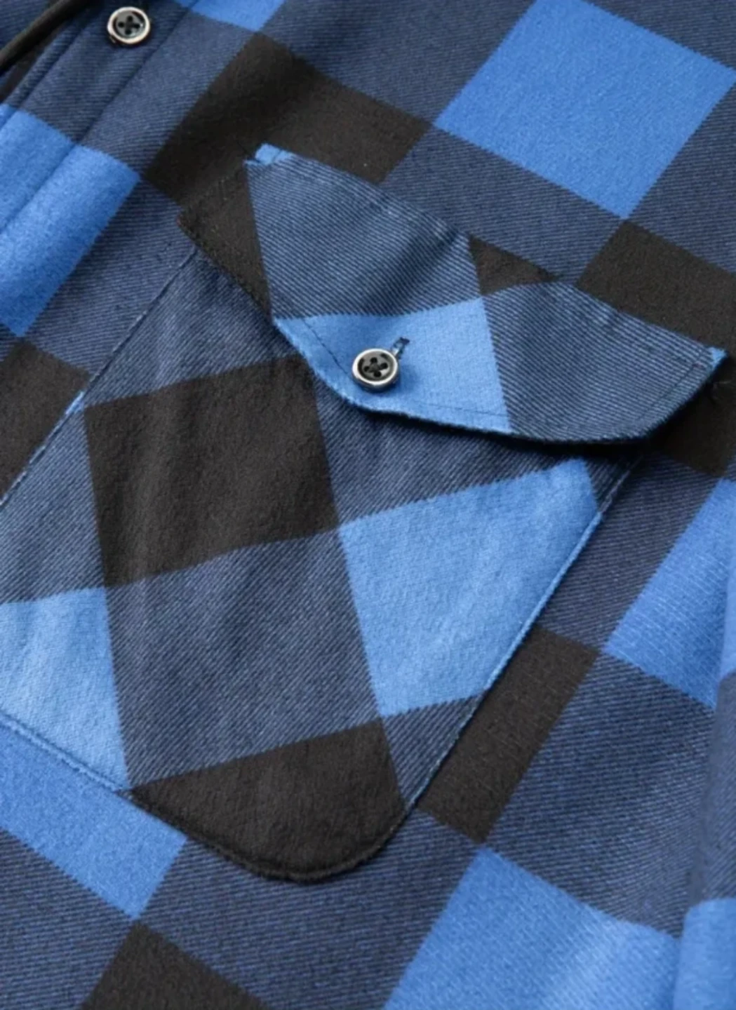 Handmade, blue and black plaid hoodie jacket. XXXL. - photo 3